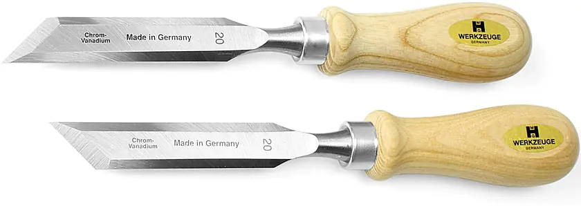 Pair of skew chisels without ferrule right + left