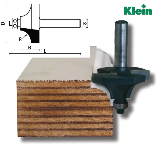 Beading Cutters with Ball Bearing HM D=16.7mm B=8mm L=47mm R=2mm S=8mm KLEIN Beading Cutters with Ball Bearing HM D=16.7mm B=8mm L=47mm R=2mm S=8mm KLEIN