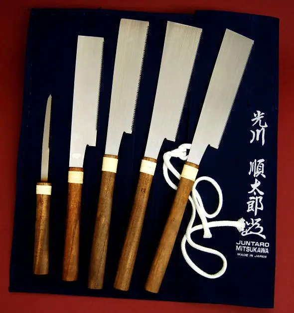 5 PCS. Saw Set Craftsman Series by Master Daizo Mitsukawa with Canvas Saw Holder