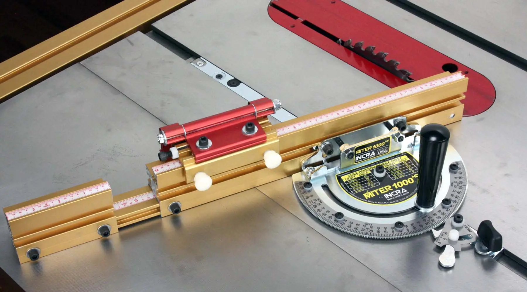 INCRA Miter 1000HD with Track Fence 18 in. = 457 mm with Sliding Stop and Telescopic Fence