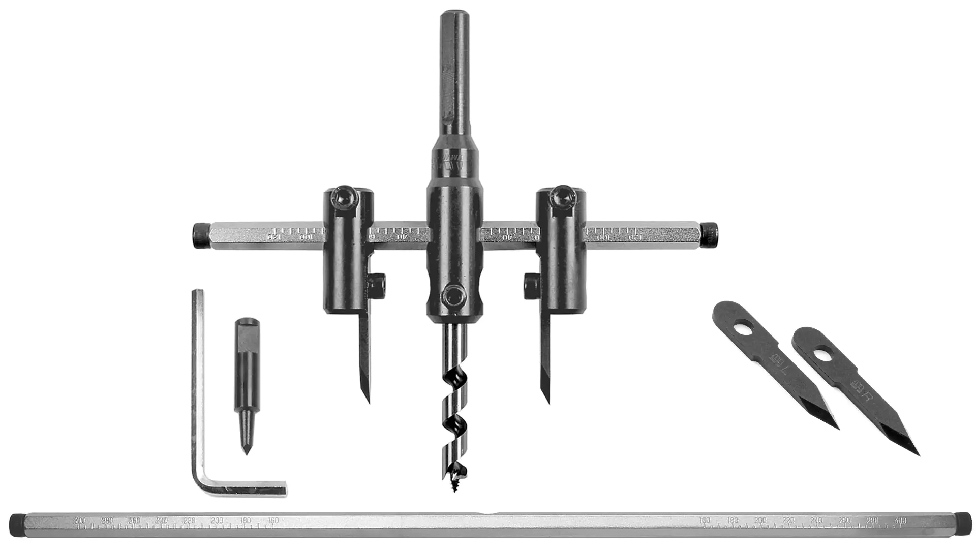 STAR-M SET3: Circle Cutter no. 36 High Speed Steel / Set of 2 Replacement Blades / Extra Bar 300 mm for Circle Cutter