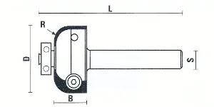 Insert Cove Bits with Ball Bearing D=26mm B=12.7mm R=6mm L=53.2mm S=8mm KLEIN