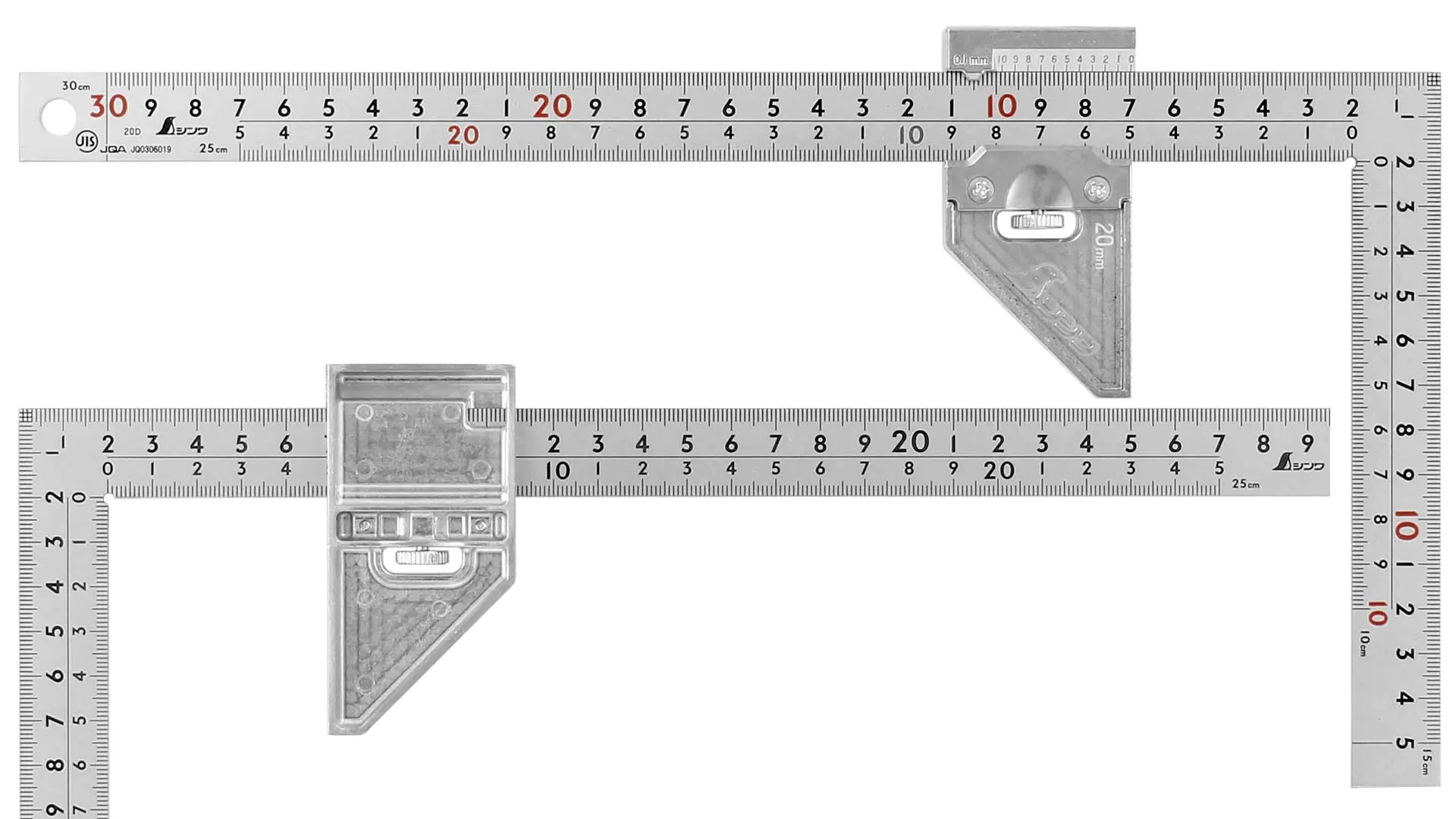 Japanese Midi Framing Square 30 cm cross section 20 x 2 mm with Metal Stopper SHINWA Japanese Midi Framing Square 30 cm cross section 20 x 2 mm with Metal Stopper SHINWA