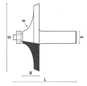 Handrail and Table Edge Bit with Ball Bearing TCT D=69mm B=16mm L=64mm R=43mm  S=12mm KLEIN