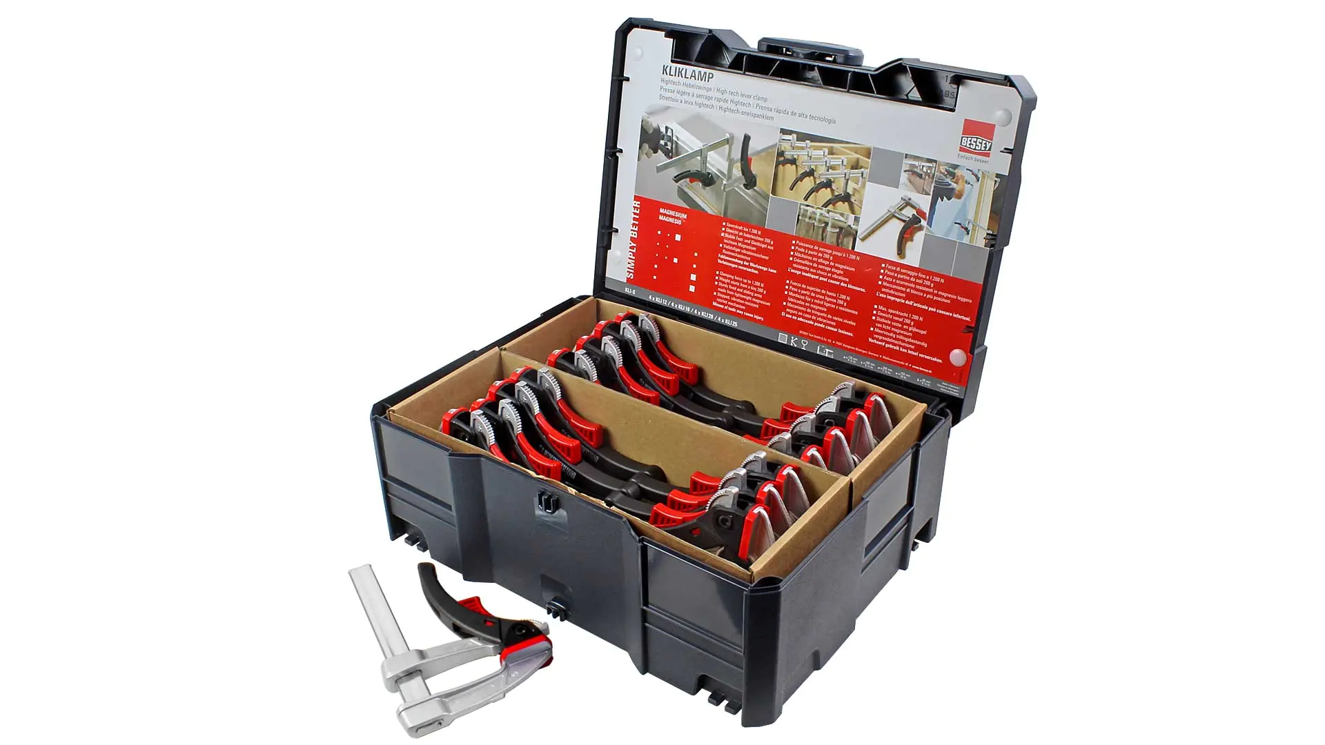 KliKlamp systainer with 4 each  KliKlamp 120-160-200-250 mm BESSEY KliKlamp systainer with 4 each  KliKlamp 120-160-200-250 mm BESSEY