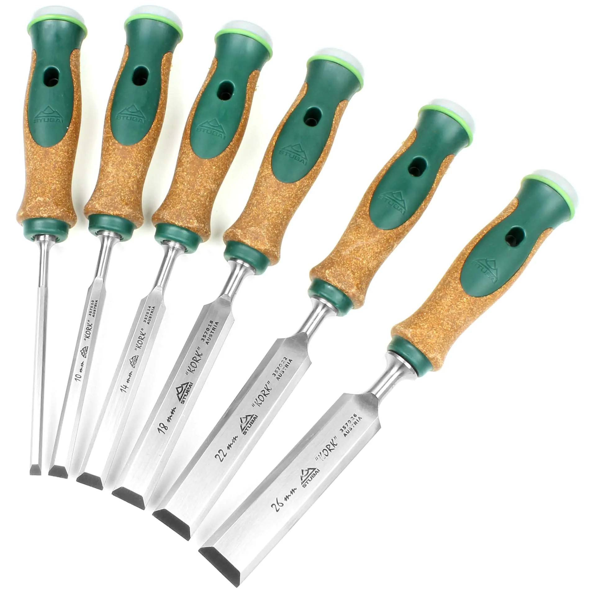6 pc Chisel Set 6-10-14-18-22-26 mm Swedish Type with Cork Handle STUBAI