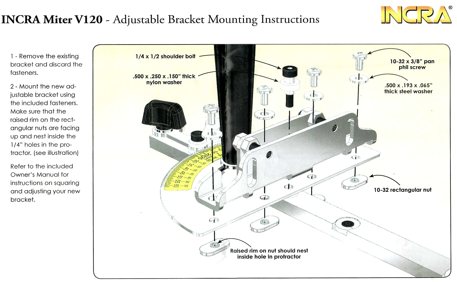 Adustable Fence Mounting Bracket w/ Mounting Fasteners INCRA Adustable Fence Mounting Bracket w/ Mounting Fasteners INCRA