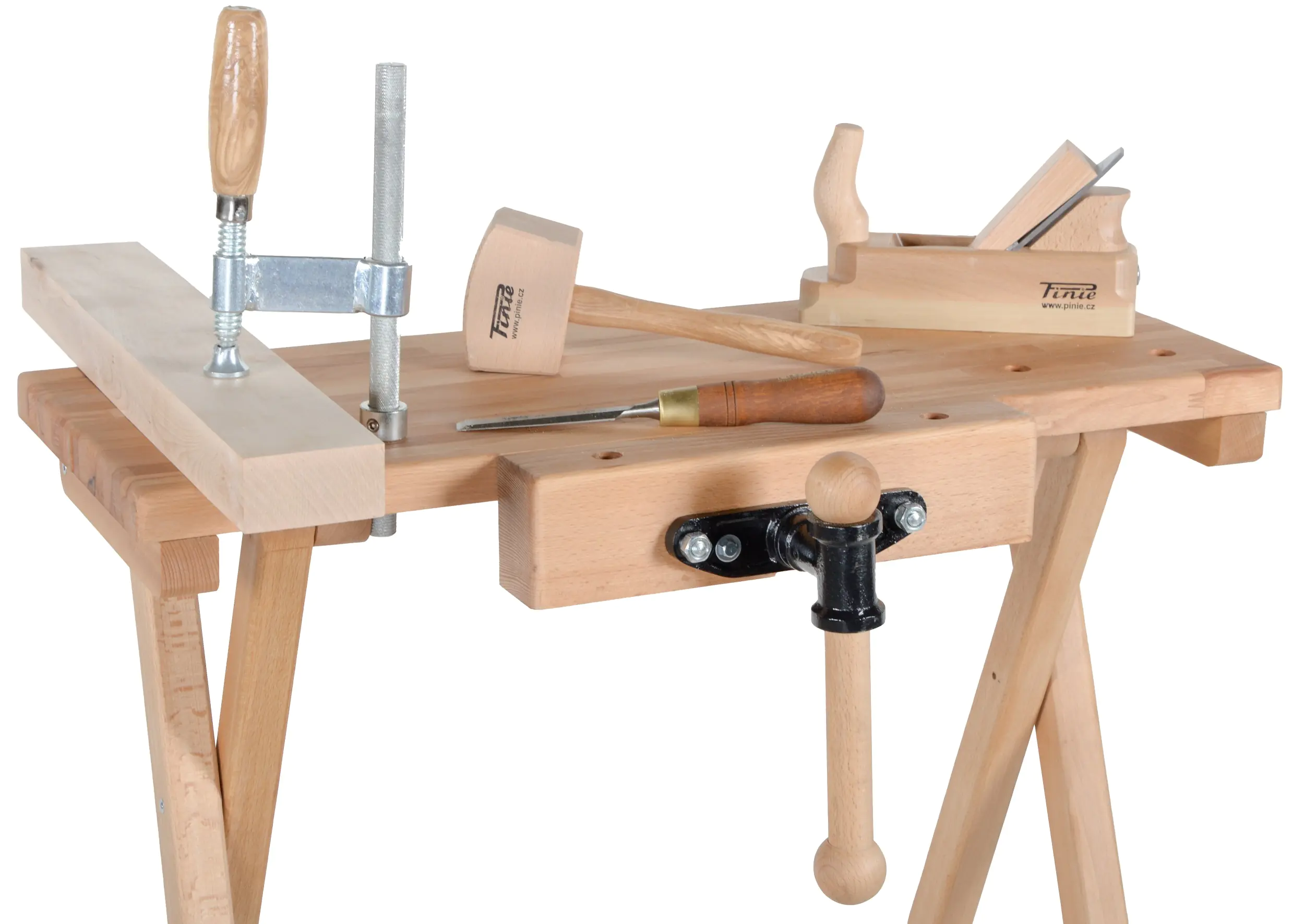 Mobile workbench with front vise PINIE