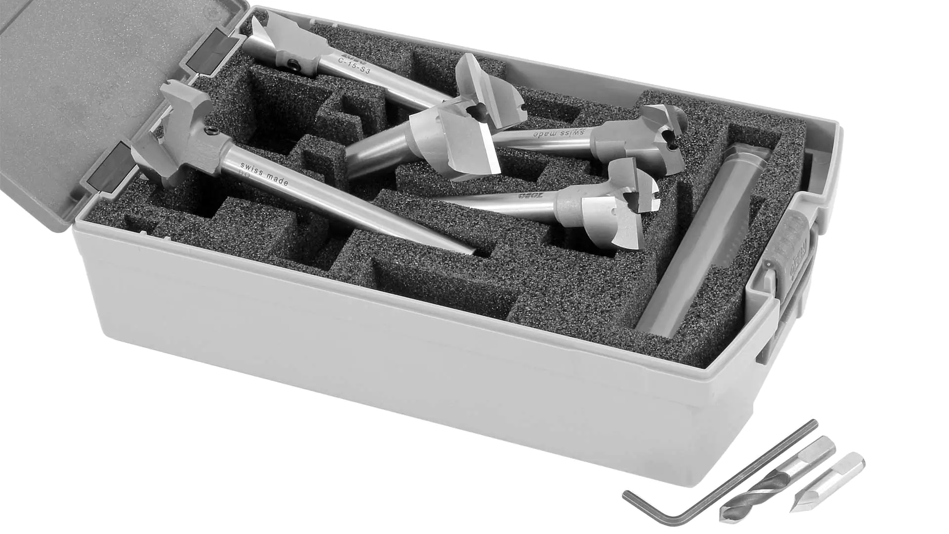 ZOBO Bohrersatz WD C S3 15-20-25-30-35mm 1 Zentrierspitze 1 Zentrierbohrer 1 Innensechskantschluessel
