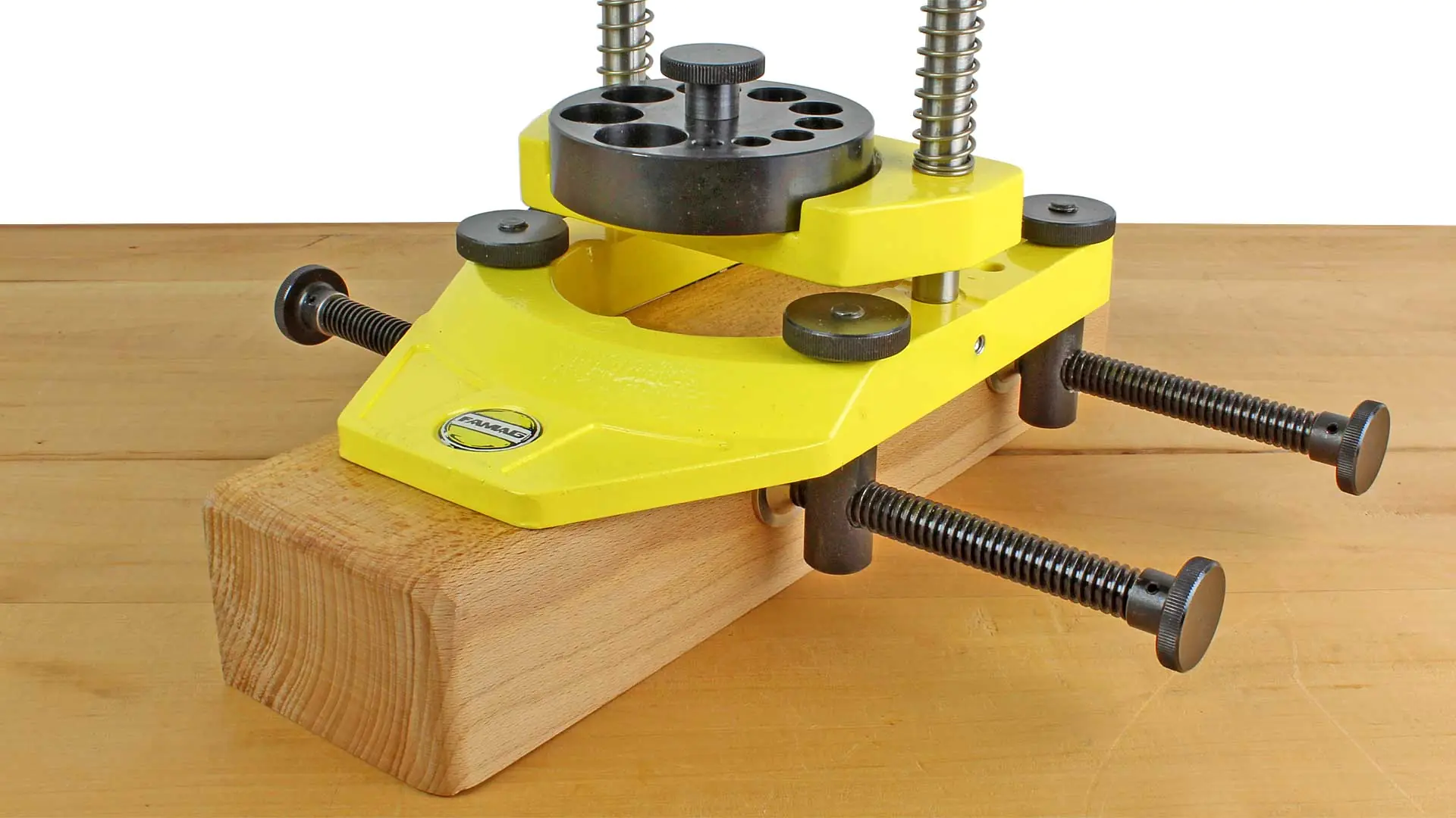 Pivoting Drilling Jig max. hole depth 160 mm with return spring, clamping elements, drill bushing plate FAMAG Pivoting Drilling Jig max. hole depth 160 mm with return spring, clamping elements, drill bushing plate FAMAG
