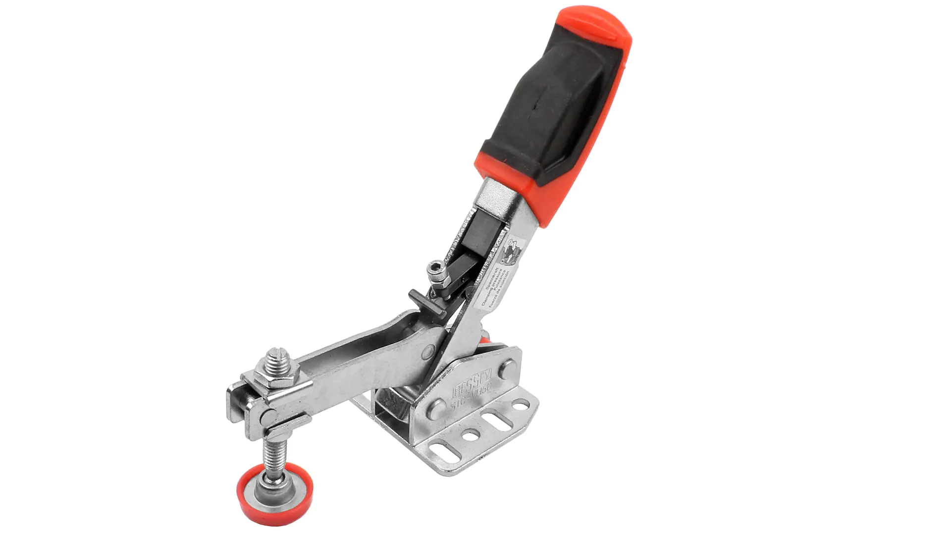 Vertical toggle clamp with open arm and horizontal base plate BESSEY Vertical toggle clamp with open arm and horizontal base plate BESSEY