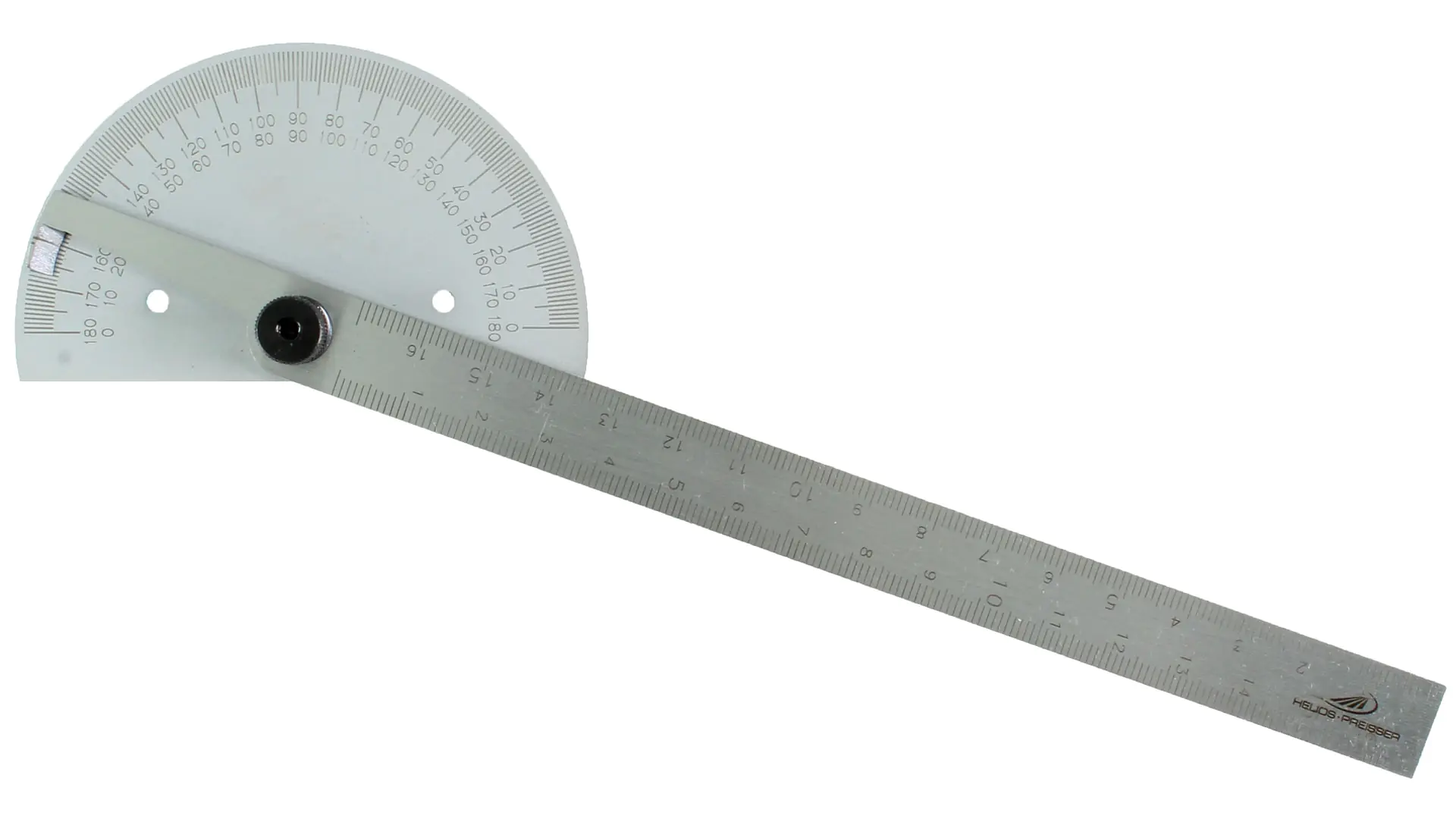 Protractor 0 - 180° with Locking Screw Bow D=85mm Halfround Base PREISSER