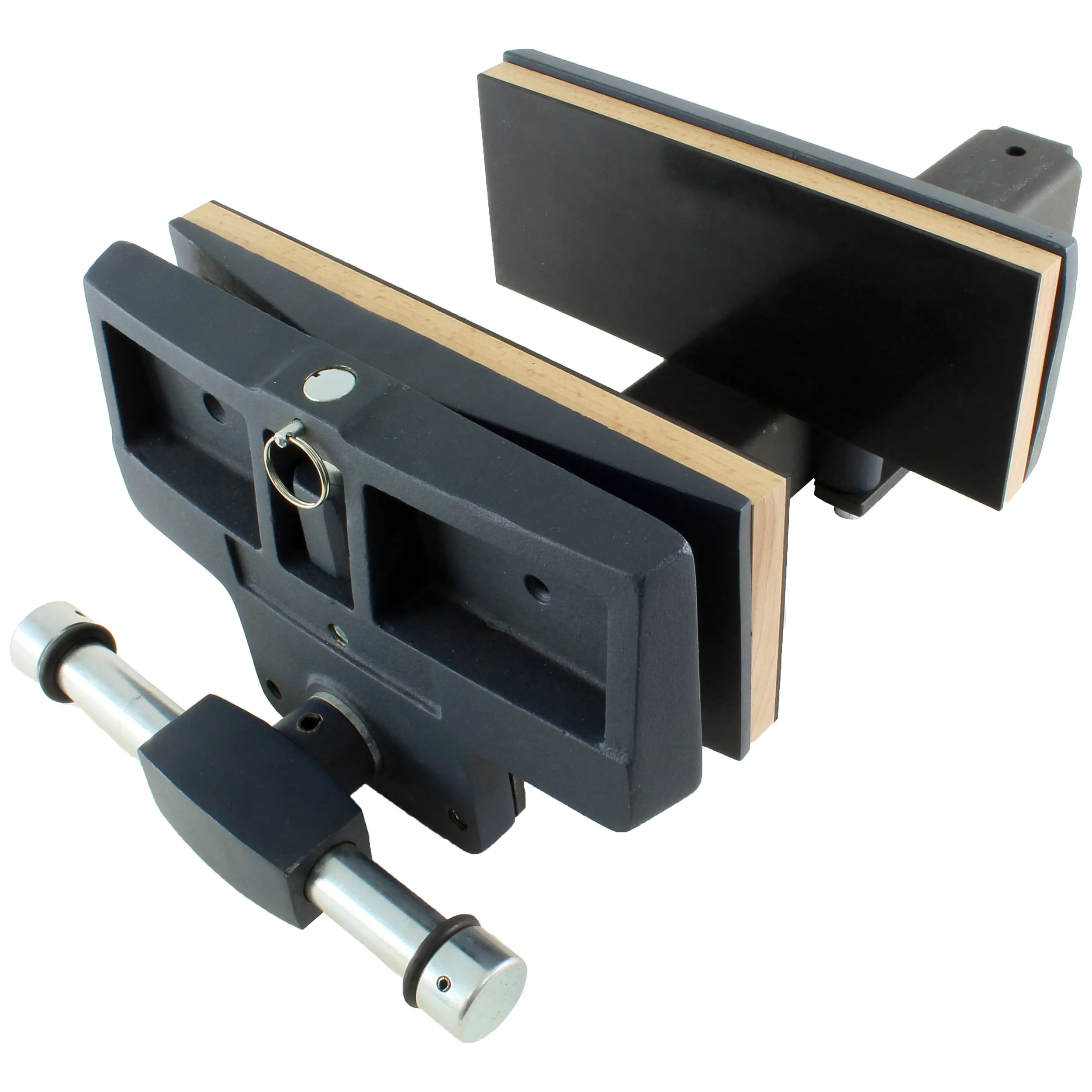 Large carpenter's vise with quick adjustment and swiveling pressure plate jUUMA