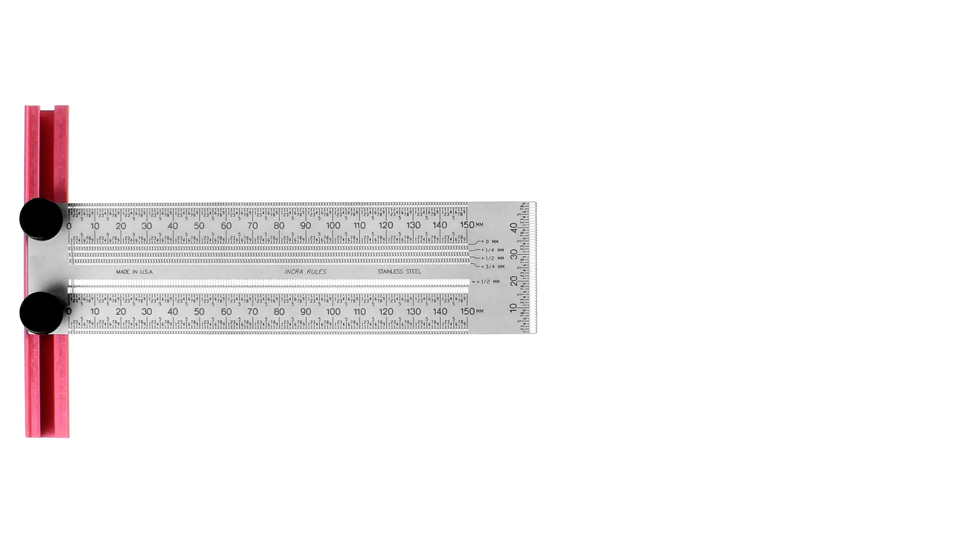 T-scribing and marking ruler with metric scale