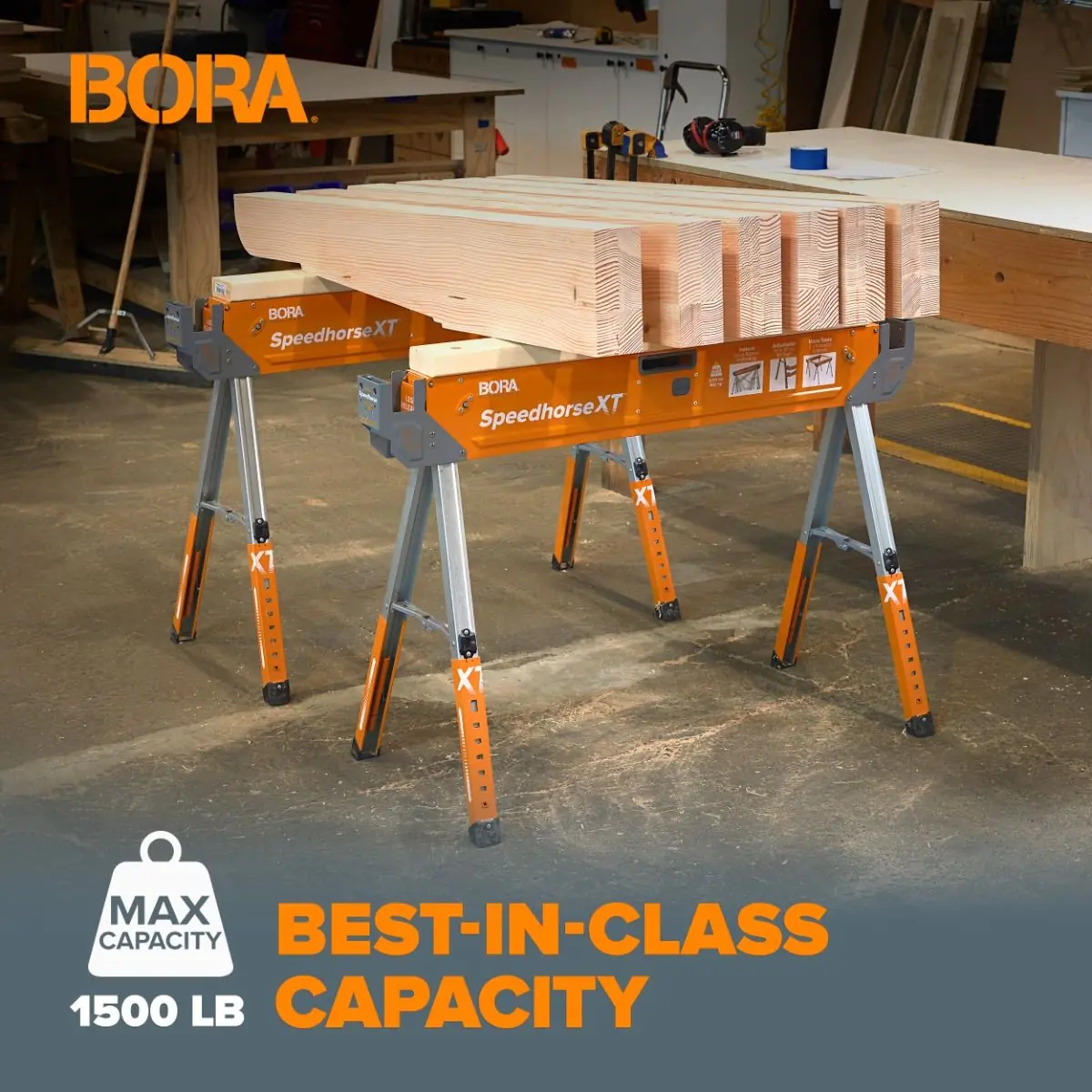 Set of 2 Adjustable work trestles ‘Speedhorse XT’ PM-4550 BORA Set of 2 Adjustable work trestles ‘Speedhorse XT’ PM-4550 BORA