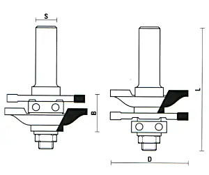 Stile And Rail Assembly (2) with Ball Bearing TCT D=46mm B=22mm L=70mm S=8mm KLEIN