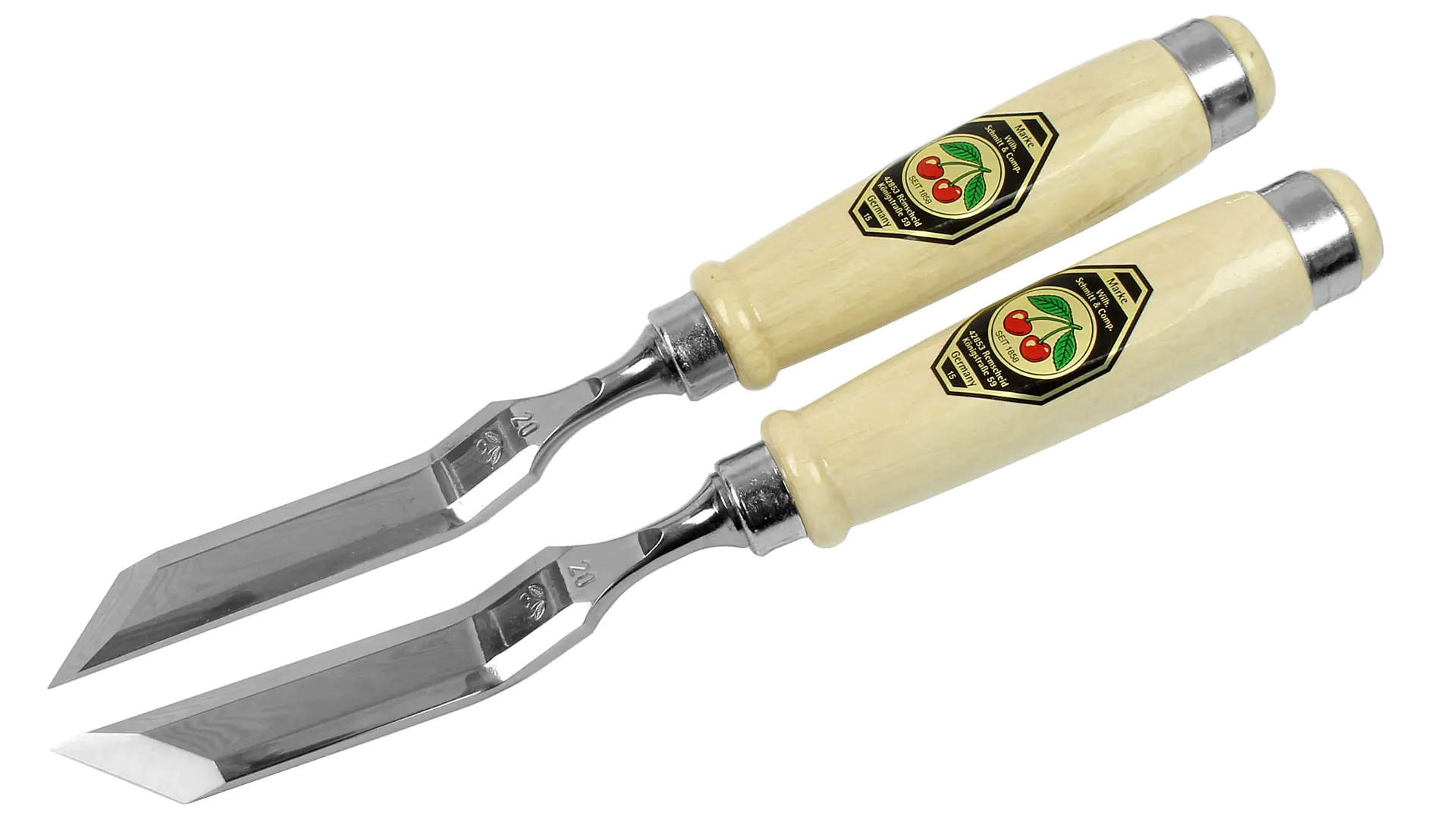 Pair of offset chisels with angled blade Pair of offset chisels with angled blade