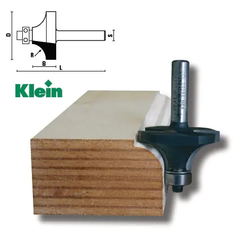 Roundover Cutter with Ball Bearing HM D=19.1mm B=9.5mm L=59mm R=3.2mm S=12mm KLEIN Roundover Cutter with Ball Bearing HM D=19.1mm B=9.5mm L=59mm R=3.2mm S=12mm KLEIN