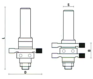 Tongue And Groove Assembly with Ball Bearing TCT D=41mm B=19mm L=70mm E=9.5mm S=8mm KLEIN