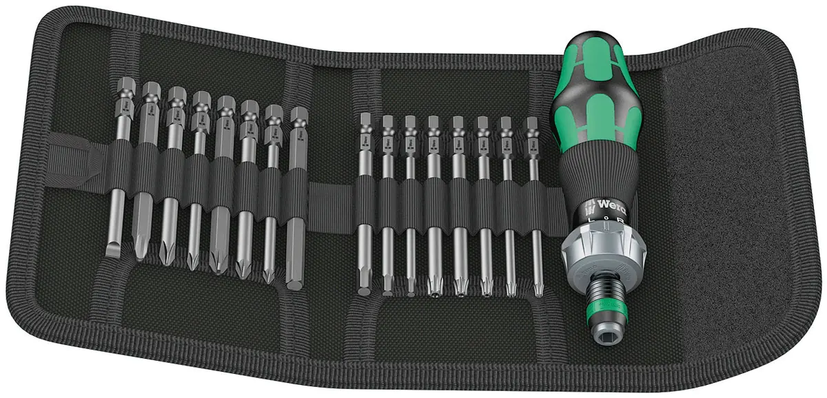 Bit Set Kraftform Kompakt 60 RA with 16 Bits 89 mm long and 816 RA WERA Ratchet Bit Holder