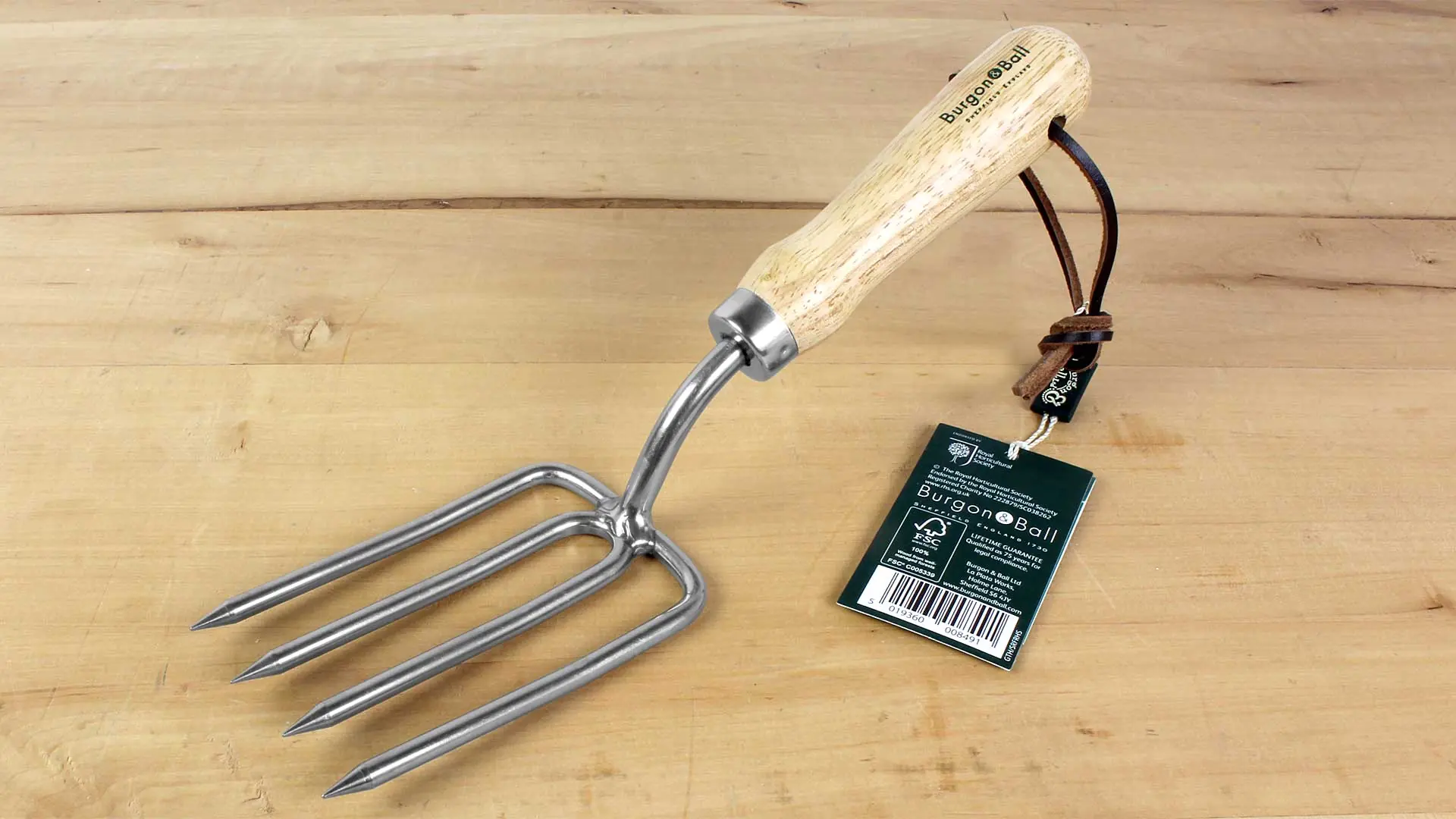 Stainless Round Tine Fork with wooden Handle Total Length 280 mm = 11 in. BURGON & BALL