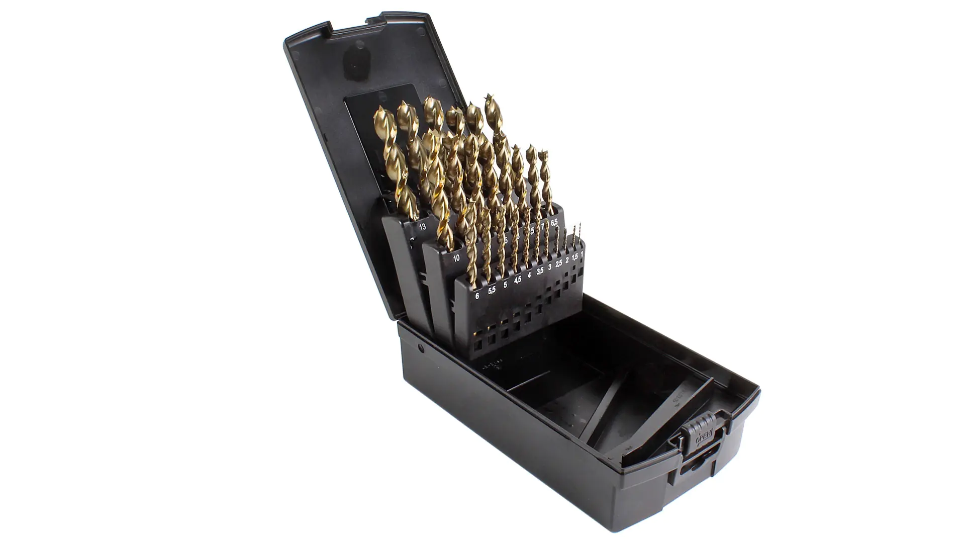 Set of 25 Brad Point Drills 1 - 13 mm HSS-G in Plastic Box Serie 1594 FAMAG
