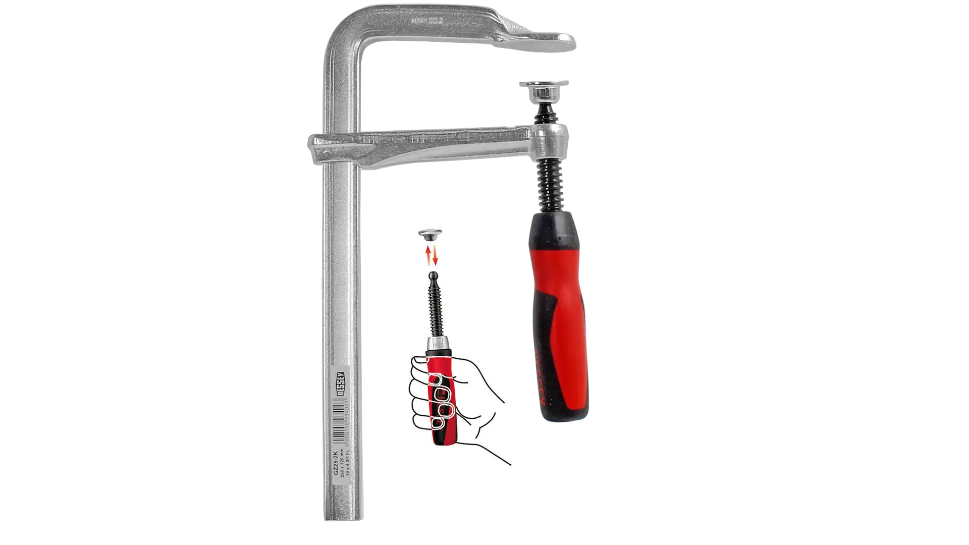 GZ12-2K All-Steel Screw Clamp Opening 120 mm Clamping Depth 60 mm Best-Comfort-Handle BESSEY GZ12-2K All-Steel Screw Clamp Opening 120 mm Clamping Depth 60 mm Best-Comfort-Handle BESSEY