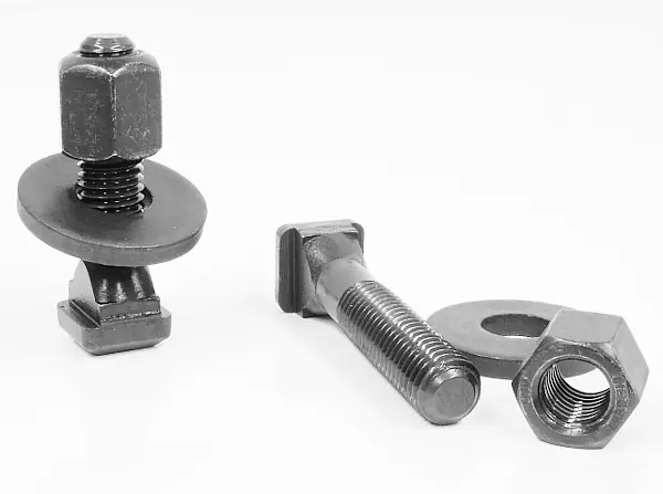 Screw for T-slot with hex nut and washer with M12 thread for slot width 12 mm