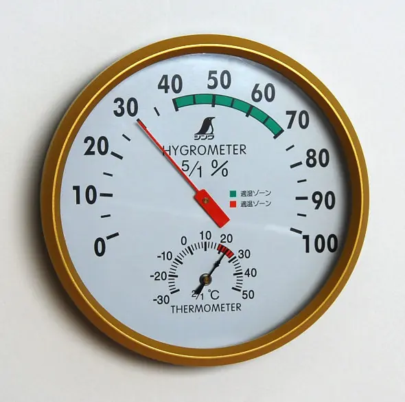 Hygrometer with small Thermometer round D = 150 mm SHINWA
