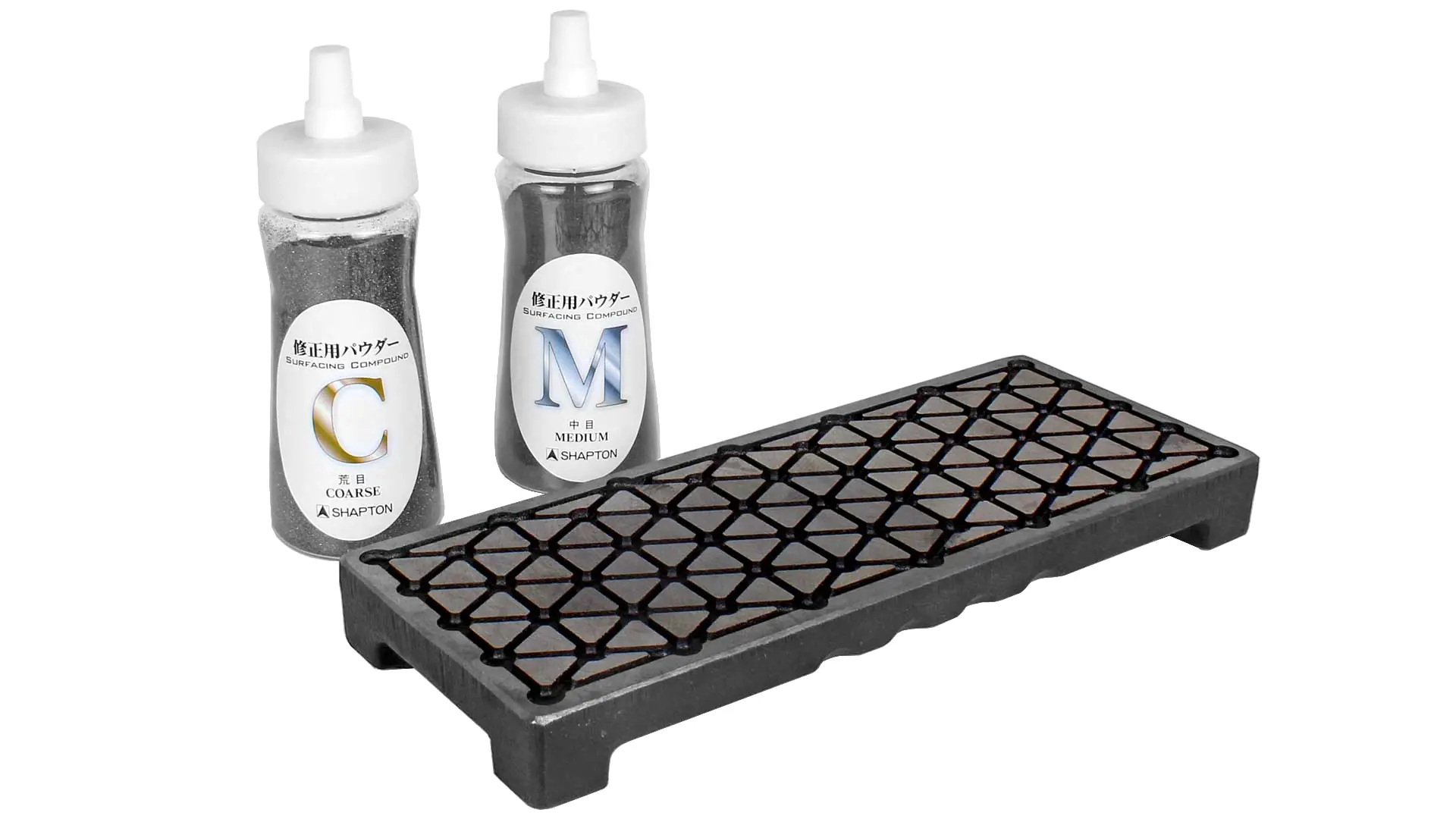 Lapping Plate Naoru for re-flattening Waterstones 247 x 99 x 25 mm with Silicon Carbide Powder coarse and medium SHAPTON