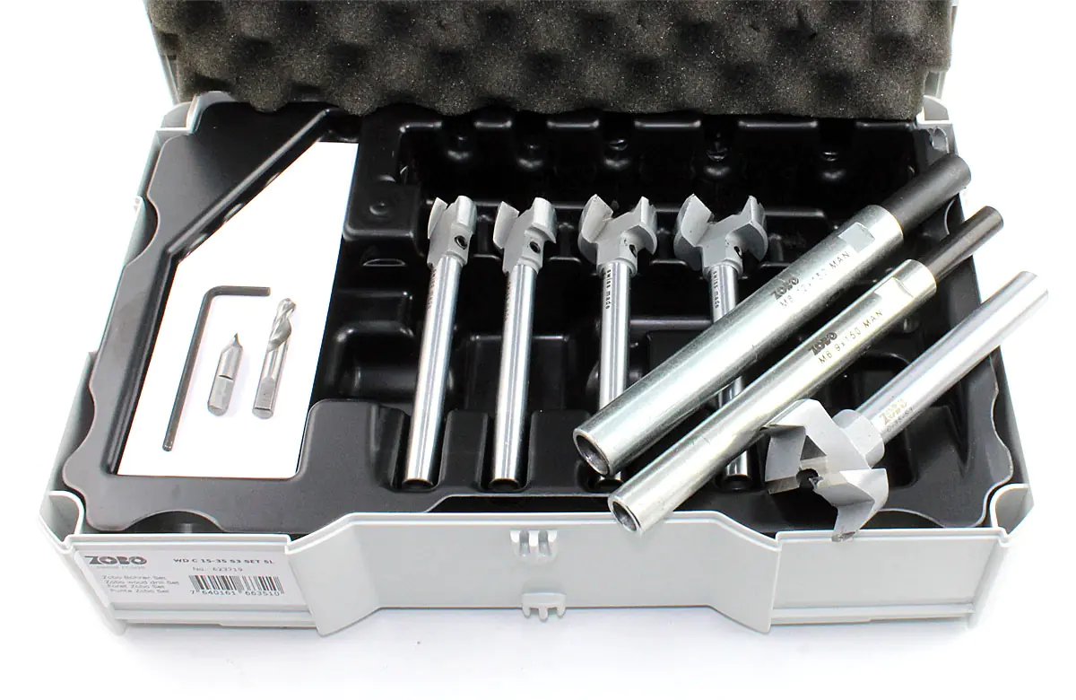 ZOBO Bohrersatz WD C S3 15-20-25-30-35mm 1 Zentrierspitze 1 Zentrierbohrer 1 Innensechskantschluessel 2 Verlaengerungen