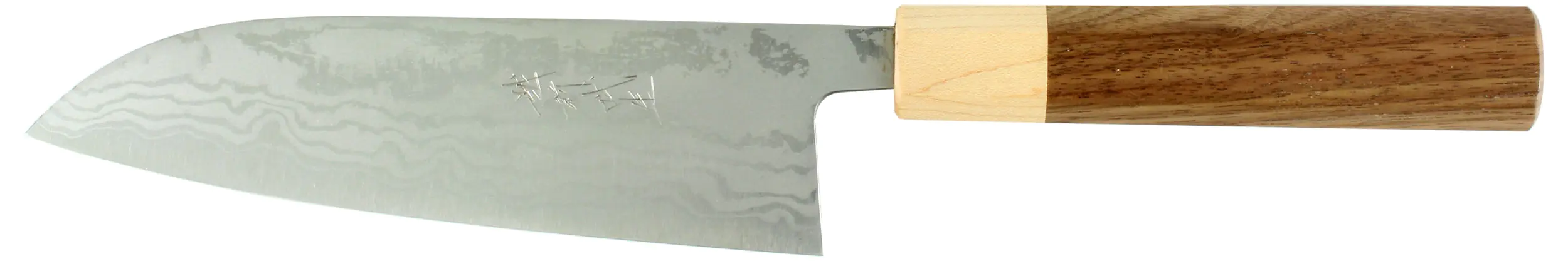 Aogami Damascus Santoku All-purpose knife with walnut handle Shiro Kamo