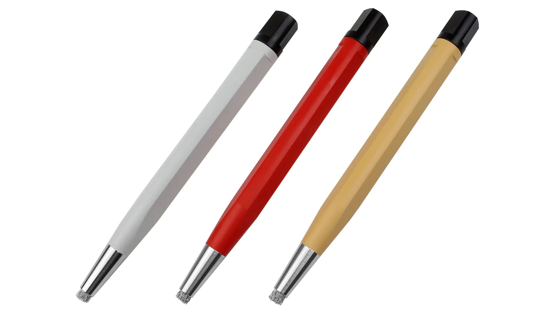 Steel Wire Brush 4 mm complete in Plastic Sleeve with Nickel plated Brass Ferrule and Turning Feed