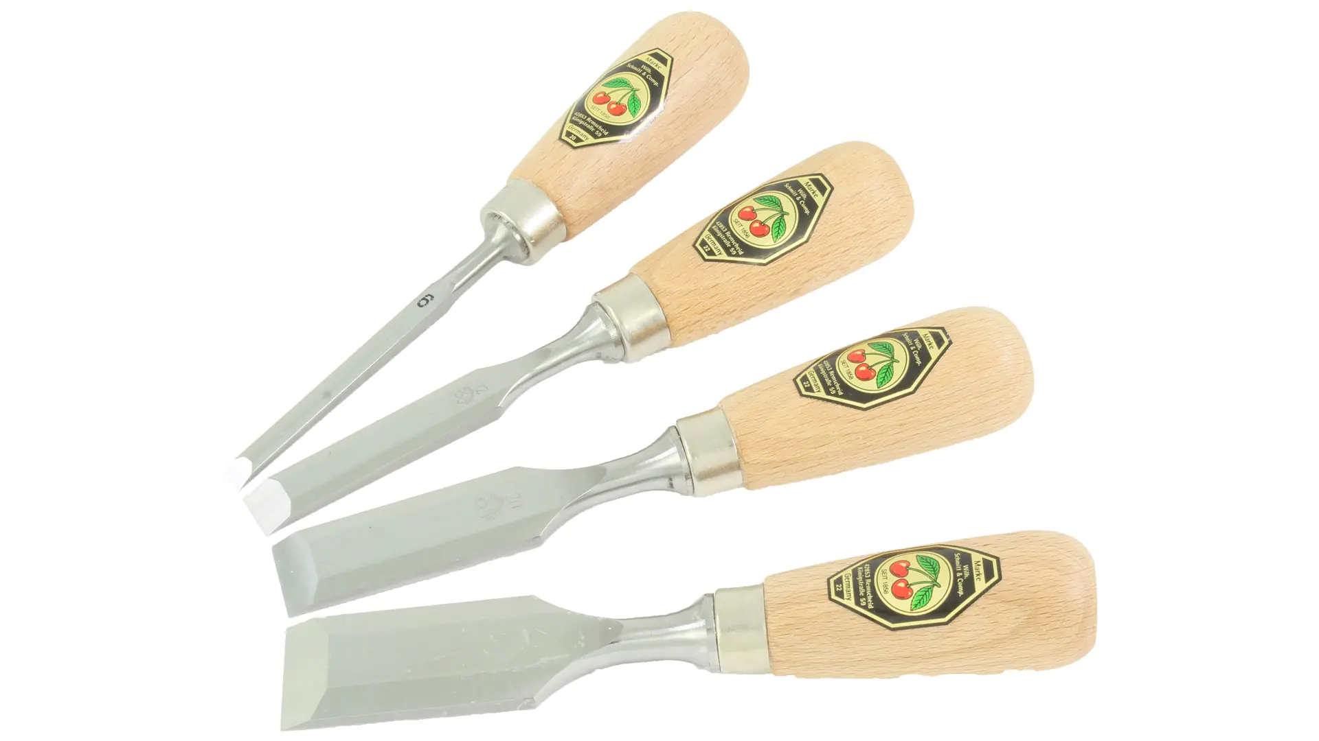 Set of 4 Butt Chisels  6-12-20-26 mm TWO CHERRIES