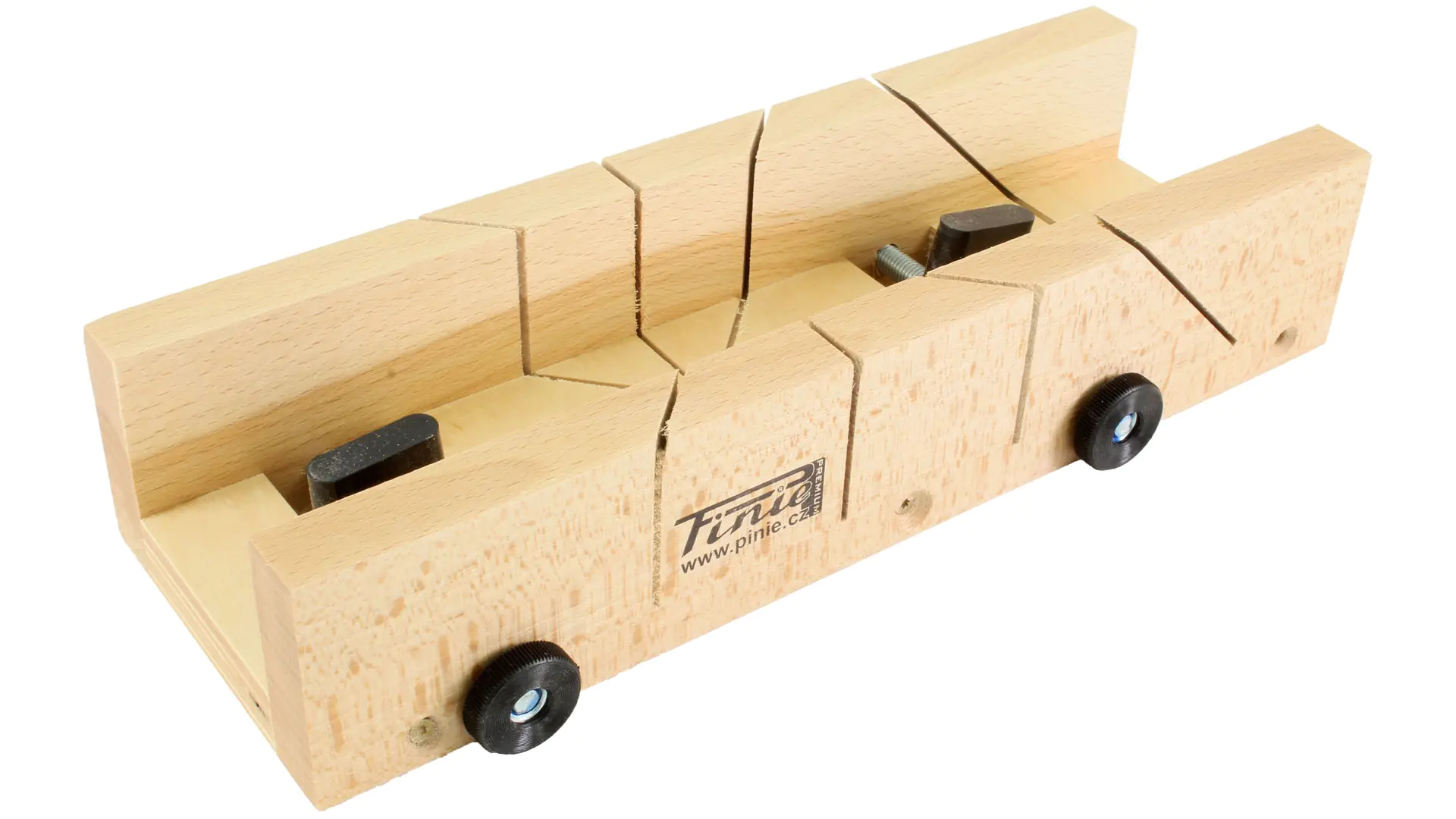 Mitre Box with 2 Fixing Clamps, Sides made of beech, Base made of plywood 300x65x38mm PINIE Mitre Box with 2 Fixing Clamps, Sides made of beech, Base made of plywood 300x65x38mm PINIE