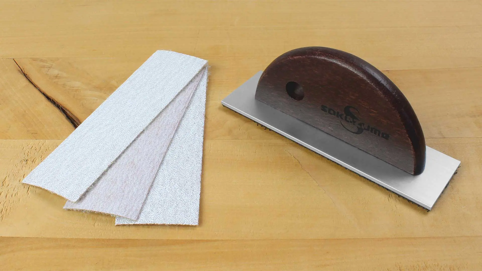 Sanding Plate 100 x 30 mm with Grip with Hook and Loop Fastener and 3 Sanding Sheets