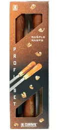 Set of 3 Rasps flat-round-halfround with Wooden Handle 20 Teeth per cm2 Cutting Length 150 mm NAREX