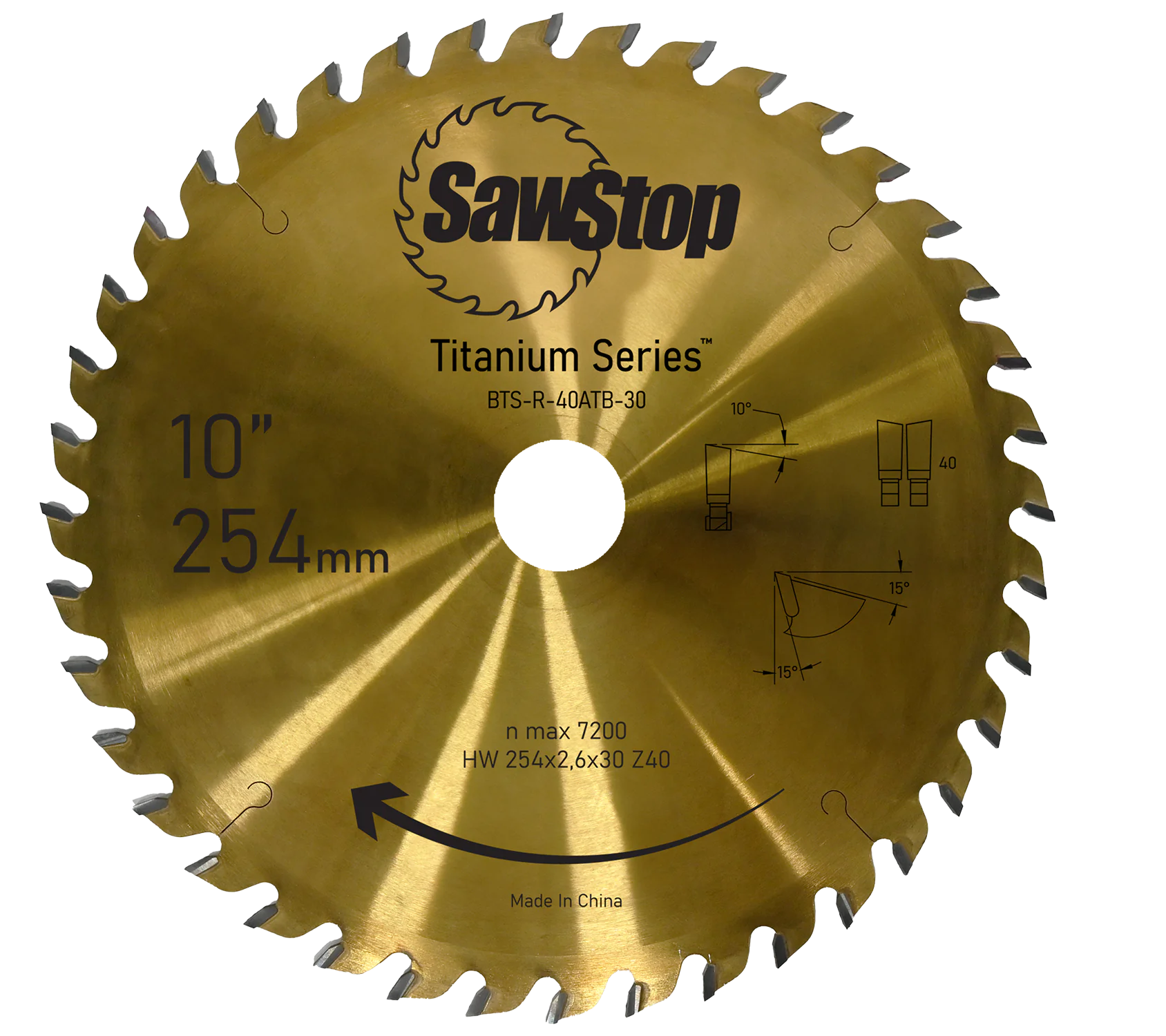 TITANIUM Saw Blade 254x2,6/2x30, WZ40 SawStop