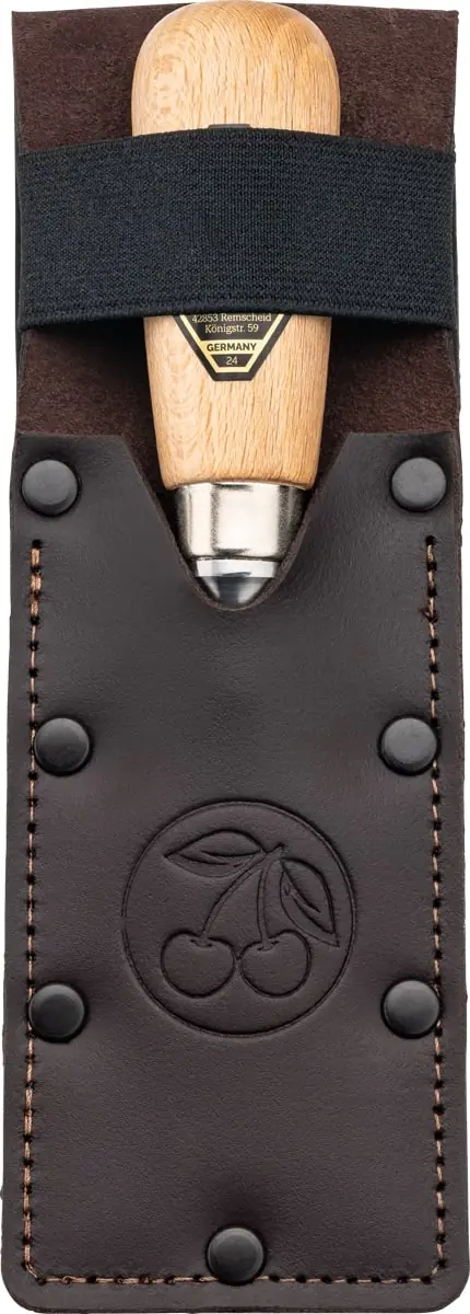 Short Bent Gouge 35 mm in Leather Holster with Beech Handle KIRSCHEN