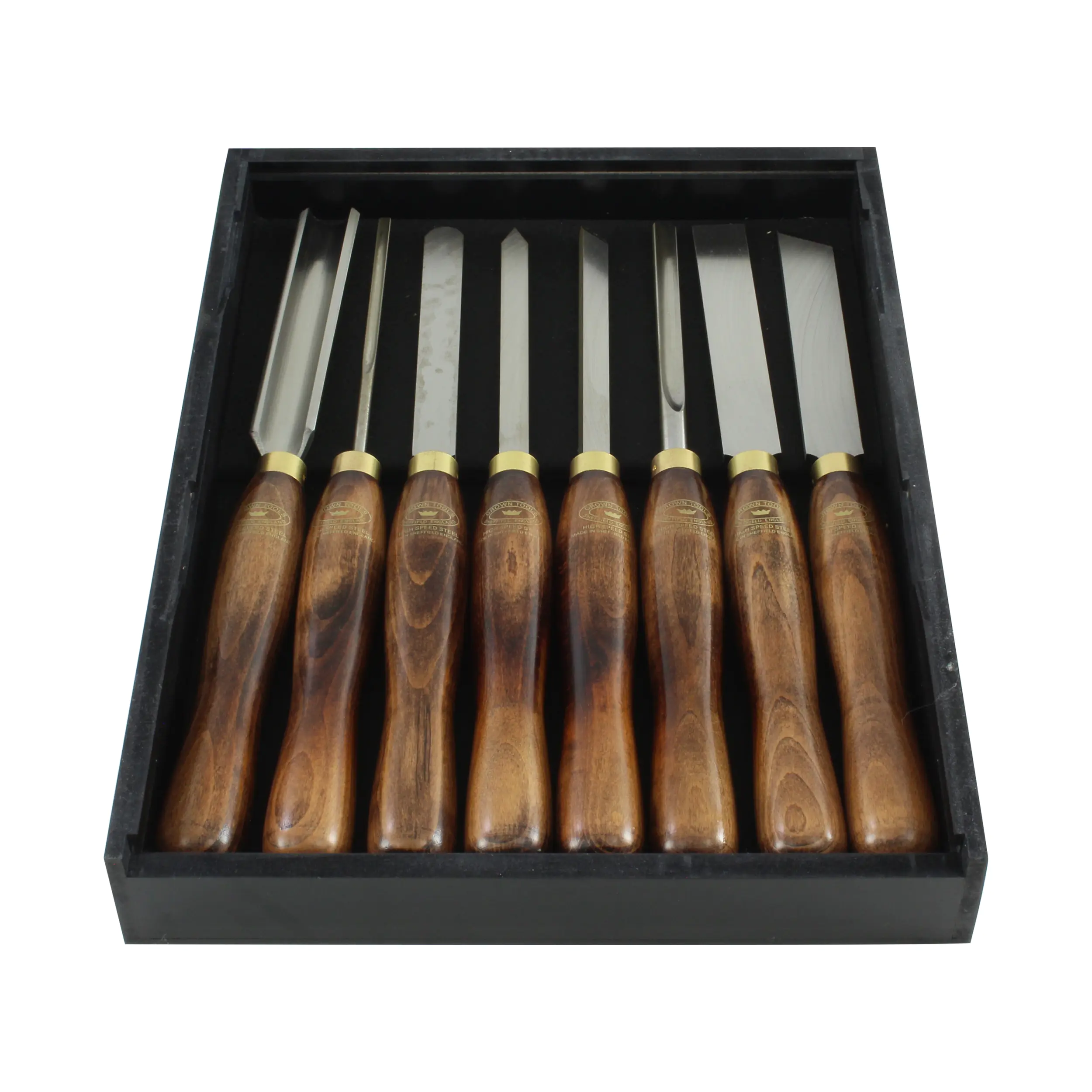 8 Piece Woodturning Set in wooden box CROWN
