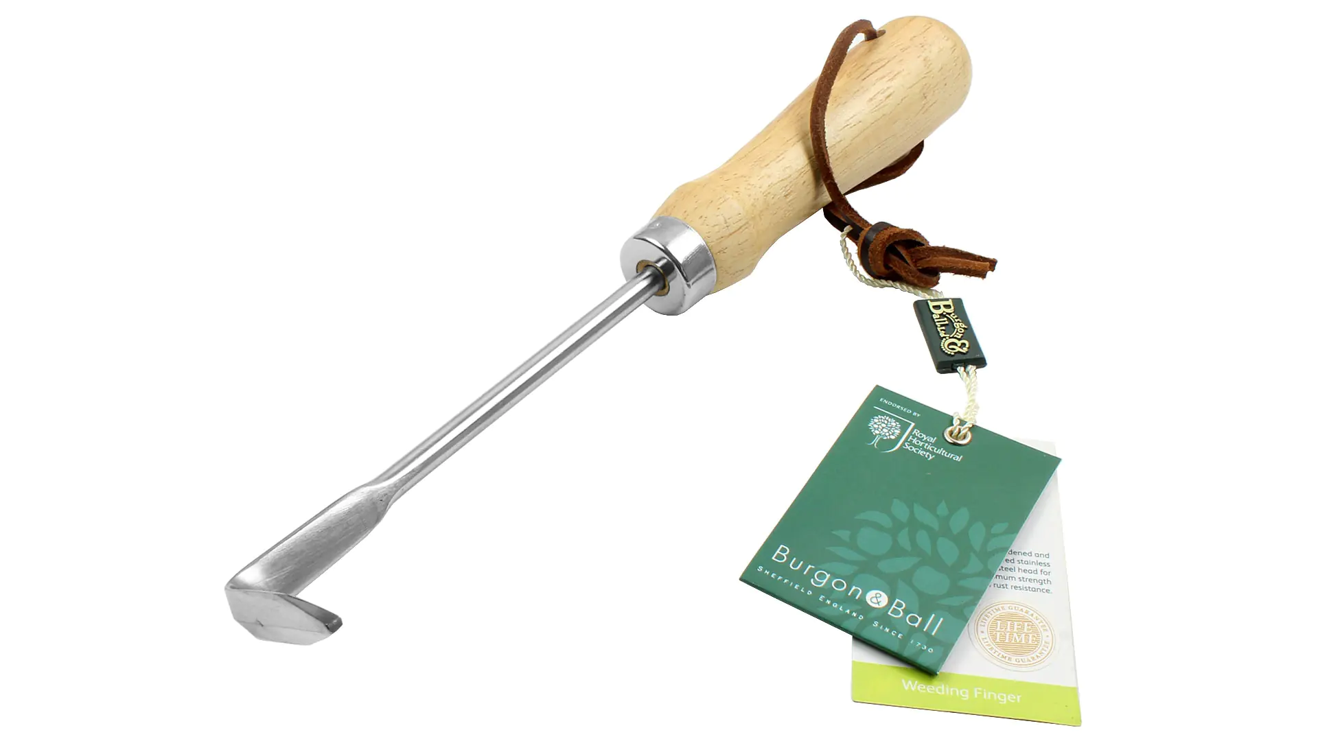 Stainless Weeding Finger with wooden Handle Total Length 270 mm = 10-1/2 in. BURGON & BALL