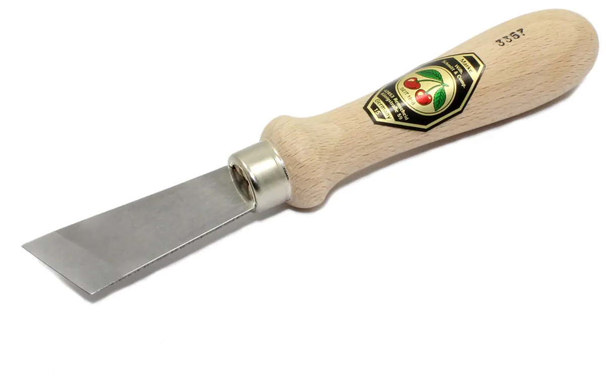 Carving KInife with long wide Blade and skewed Edge TWO CHERRIES