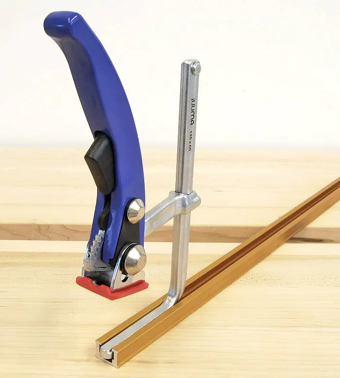 Clamp for T-Tracks 120/60 mm with Lever Handle P.P. Pad included JUUMA Clamp for T-Tracks 120/60 mm with Lever Handle P.P. Pad included JUUMA