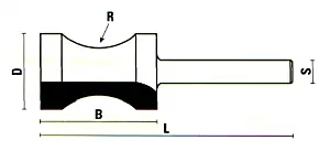 Convex Profile Bit TCT D=20.2mm B=32mm L=62.6mm R=18mm S=8mm KLEIN