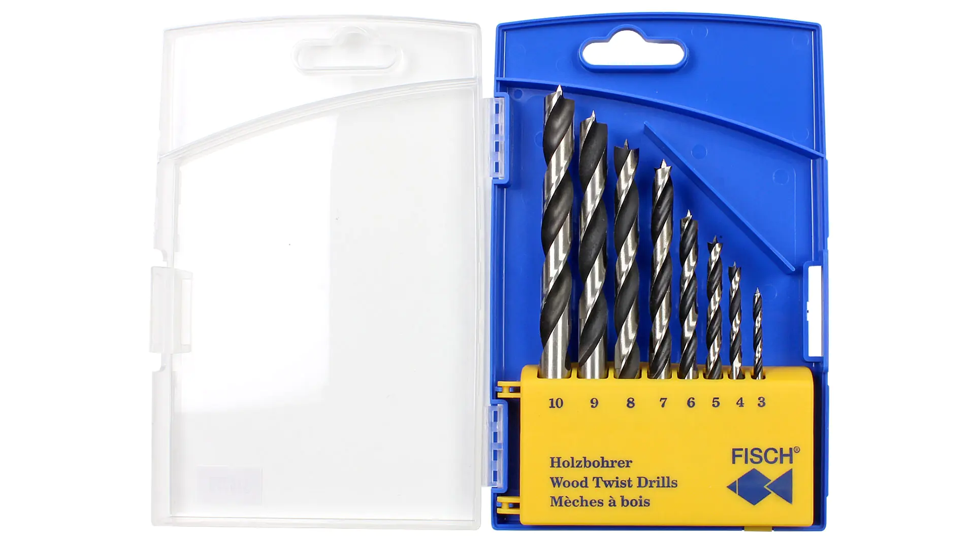 8 Piece Set Brad Point Twist Drills Standard  3-4-5-6-7-8-9-10 mm FISCH