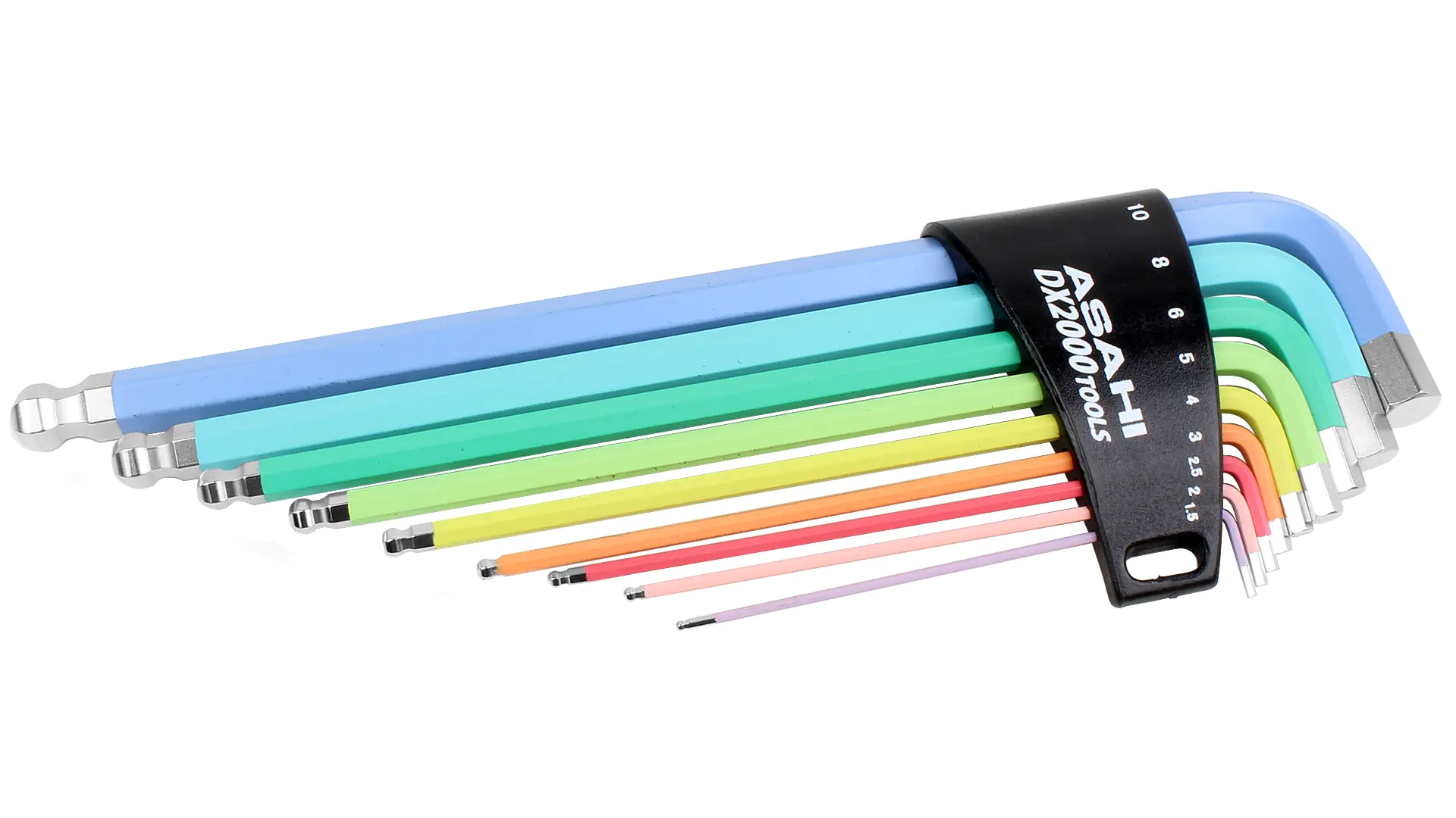 9 Pcs Set Coloured Allen Keys 1.5-2-2.5-3-4-5-6-8-10 mm ASAHI