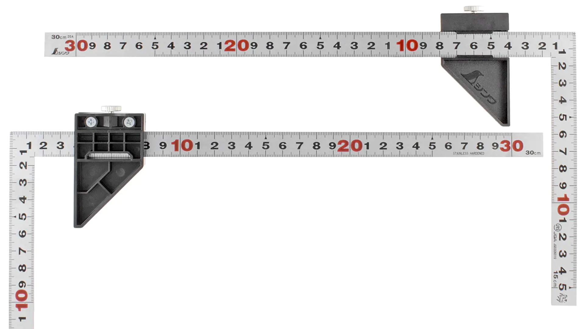Japanese Midi Framing Square 30 cm cross section 15 x 1 mm with Plastic Stopper SHINWA