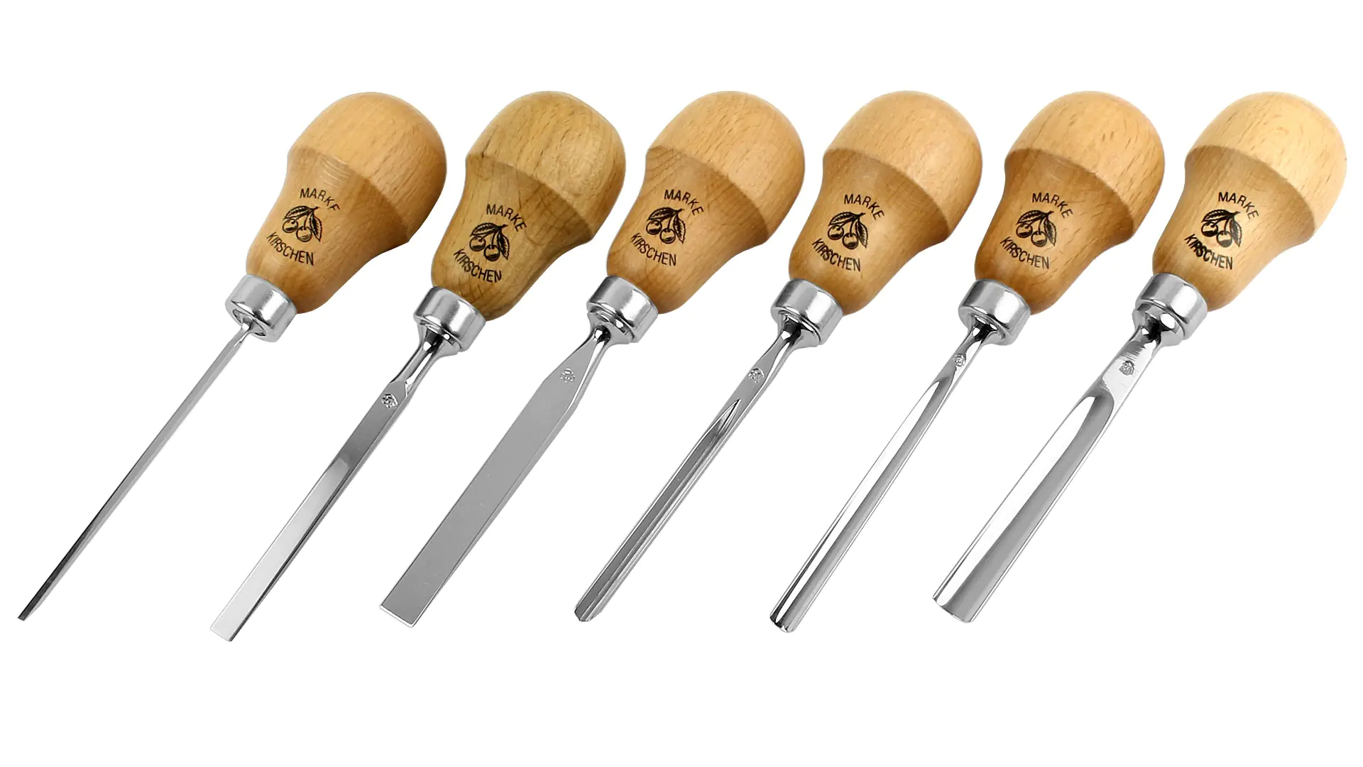 Set of 6 Chip Carving Knives with Pear shaped Handle TWO CHERRIES